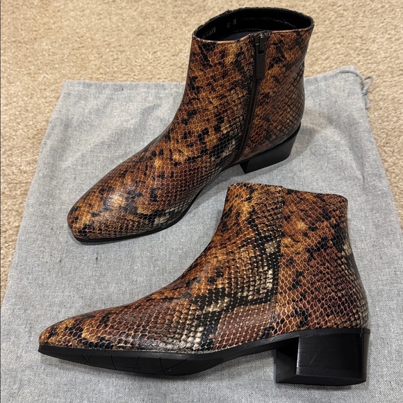 Aquatalia Snake Embossed Leather Boots, sz 8 - Picture 2 of 6